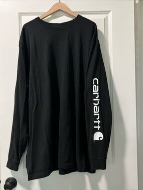 Carhartt Men’s Size 2XL Tall Black Long Sleeve Original Fit Shirt Spell Out Logo